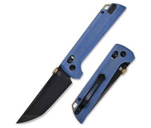 lot 57650 image: Folding Pocket Knife for Men, CHOP New.45-style thumb disc Japanese Tanto Style, 3.35 Black Coating Blade D2 Steel, Micarta Handle, Outdoor Camping EDC With Reversible Pocket Clip(2406 BLMCT D2BK) - Retail $0