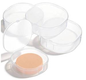 lot 57661 image: 4 Pcs Portable Cotton Square Holder, Plastic Cotton Square Holder Cosmetic Cottons Pads Holders, Small Travel Makeup Pad Holders for Makeup Remover Cottons Balls Powder Puff Floss Balls Beads - Retail $8
