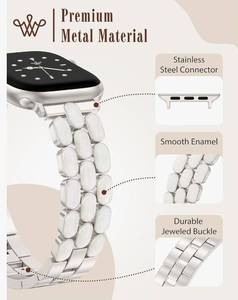 lot 57662 image: Metal Band Compatible with Apple Watch Bands for Women 4038414244454649mm, Enamel Stainless Steel Strap for iWatch Series 11-1 SEUltra(4445464942mm, series 321) - Retail $24