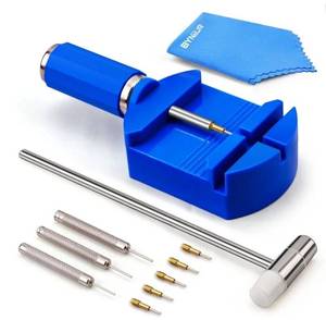 lot 57671 image: Watch Link Removal Kit, Watch Band Strap Chain Pin Remover Repair Tool Kit for Watch Band Strap Adjustment, Bracelet Sizing and Watch Resizing Adjuster - Retail $8