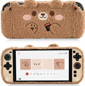 lot 57690 image: Plush Case Compatible with Switch 2 (2025), NS2 Protective Cover for Switch Console and Grip Joy Controller, Plush Bear - Retail $26
