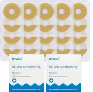 lot 57693 image: Ostomy Barrier Rings, Sting Free Moldable Ostomy Rings, Hydrocolloid Skin Extender Rings for colostomy Bags (2mm-20pcs) - Retail $28
