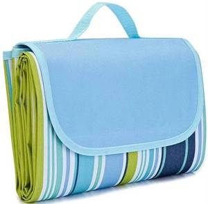 lot 57703 image: Extra Large 80x 80 Beach Blanket, Outdoor Picnic Blankets, Waterproof Sandproof Portable Blankets, Foldable and Lightweight for Spring Summer Camping, Beach, Park (Blue, 80x80 in) - Retail $16
