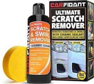 lot 57717 image: Scratch Repair and Swirl Remover - Car Paint Scratch Remover & Restorer Kit with Buffer Pad - Polishing & Waxing Kits - Compound for Vehicles Paint Repair - 8.4 fl. Oz. - Retail $22