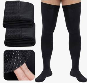 lot 57723 image: Compression Socks, 20-30mmHg Mens Thigh High Compression Stockings with Non-slip Silicone - Retail $17