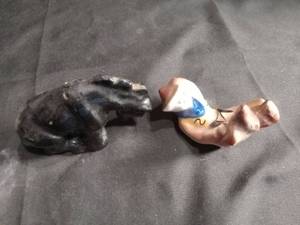 lot 5200 image: Ceramic Cowboy and Bucking Horse Shakers