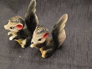 Mid-Century Ceramic Squirrel Figurines Souvenir Salt and Pepper Shaker set