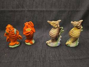 lot 5563 image: Ceramic Lobster and Fish Salt and Pepper Shaker Set
