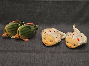 lot 5572 image: Ceramic Cow and Fish Salt and Pepper Shakers Set