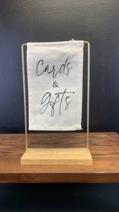 lot 4449 image: Cards and Gifts Wedding Sign with Wooden Stand