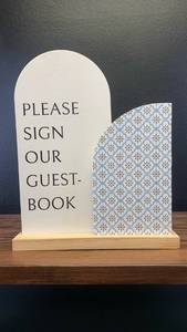 lot 40505 image: Wedding Guest Book Sign with Wooden Stand