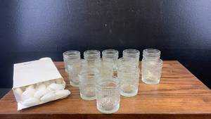 lot 40510 image: Set of 12 Textured Glass Votive Holders  Tealights �� Vintage Style Candle Set