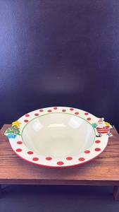 lot 5460 image: Pier 1 Imports Christmas Holiday Serving Bowl with Red Polka Dots