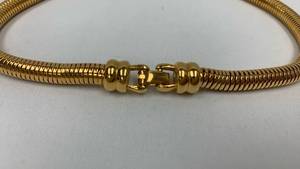 lot 5300 image: Gold Tone Snake Chain Necklace with Buckle Clasp