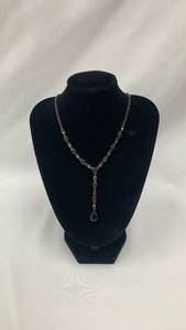 lot 5302 image: Black Beaded Y-Style Drop Necklace