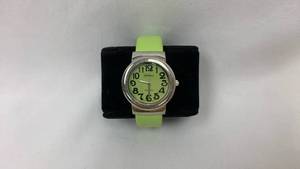 lot 5308 image: Geneva Platinum Womens Watch with Green Silicone Band