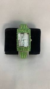 lot 5319 image: Geneva Platinum Green Crystal Rhinestone Watch