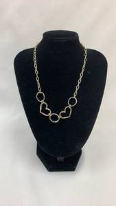 lot 5327 image: Silver Tone Chain Link Necklace with Heart Design