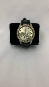 lot 5328 image: Crystal Bezel Chronograph Watch with Black Rubber Strap