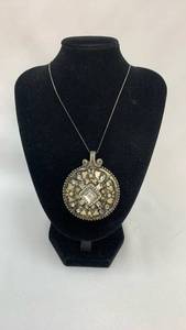 lot 5338 image: Statement Crystal Medallion Pendant Necklace