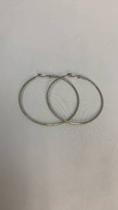 lot 5342 image: Large Silver Tone Hoop Earrings