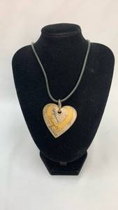 lot 5344 image: Heart Shaped Pendant Necklace with Leather Cord
