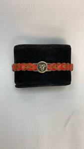 lot 5345 image: Braided Leather Bracelet with Metal Medallion