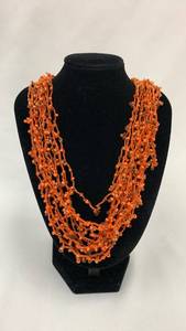 lot 5364 image: Orange Multi Strand Beaded Necklace