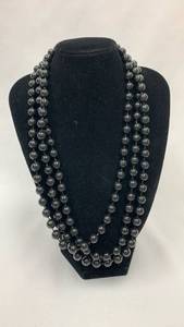 lot 5371 image: Black Beaded Multi-Strand Necklace