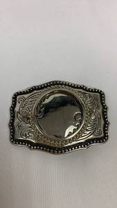 lot 5376 image: Western Style Belt Buckle with Ornate Scrollwork Design