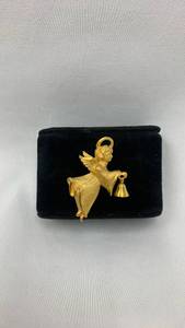 lot 5381 image: Gold-Tone Angel PinBrooch with Bell