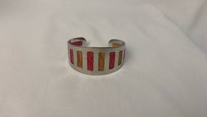 lot 5384 image: Silver Tone Cuff Bracelet with Colorful Enamel Inlay Design