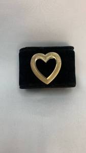 lot 5408 image: Gold Tone Heart Shaped PinBrooch with Textured Design