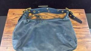 lot 5438 image: Great American Leatherworks Blue Leather Handbag with Gold Hardware