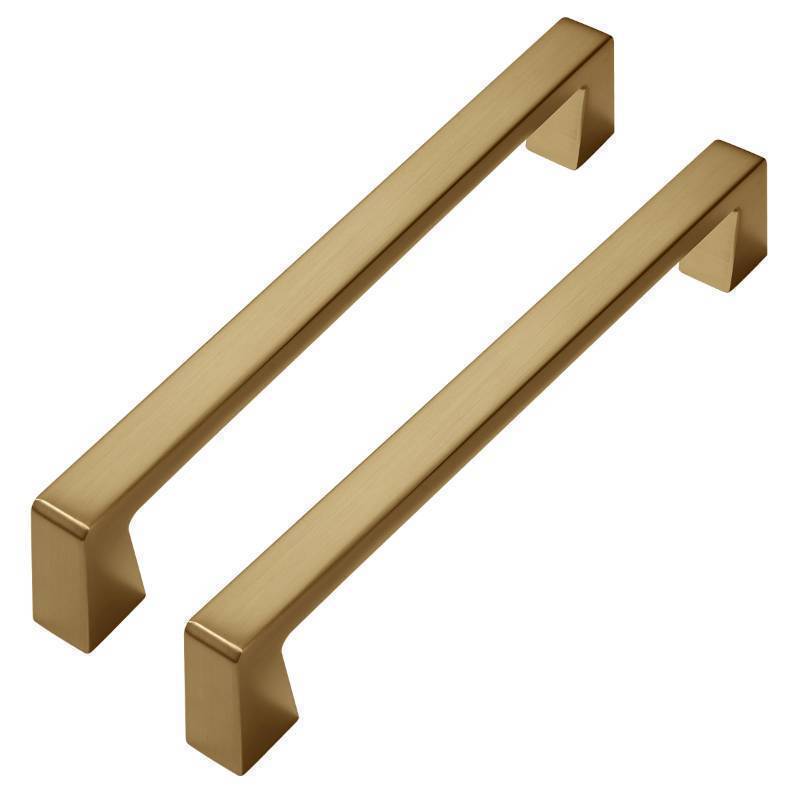 lot 55091 image: 10 Pack Gold Cabinet Pulls Brushed Brass Cabinet Pulls - Gold Drawer Handles Modern Dresser Drawer Hardware Zinc Alloy Pulls for Kitchen 6-516 Inch(160MM) Hole Centers - Retail $47