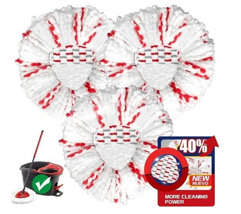 lot 62764 image: Mop Head Replacement - 40% More Cleaning Power, 3 Pack Spin Mop Replacement Head for Easy Wring 1-Tank System, Easy Cleaning, Microfiber and Machine Washable - Retail $16
