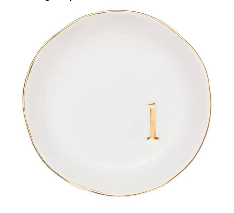 lot 62795 image: Ceramic Jewelry Tray, Decorative Trinket Dish for Rings Earrings Necklaces Bracelet Watch Keys, Birthday Mothers Day Christmas Gift for Women, 4.75, White Surface (L) - Retail $16