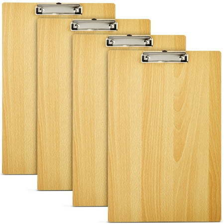 lot 62835 image: Extra Large Clipboard Pack - 4 Tabloid Clipboards  Extra Large 11.5 x 17.5 in Wooden Ledger - Solid Hardwood & Metal Low-Profile Clip with Hook for Classroom & Office Use - Retail $50