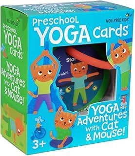 lot 62910 image: Preschool Yoga Cards for Kids, Adventures with Cat and Mouse, Includes 4 Activity Themes and 40 Unique Poses, Ages 3 and Up (B09KZ3SGGJ) - Retail $13