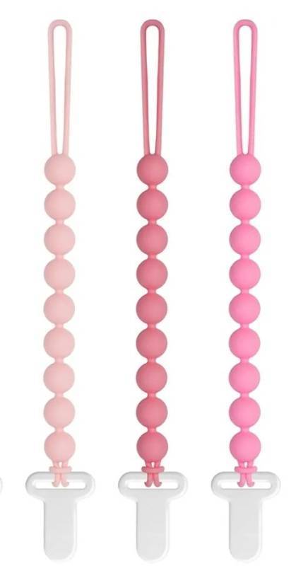 lot 62916 image: Pacifier Clips Baby Girls - Draklary 3 Pack Paci Clip Silicone Soothe Baby Binky Holder for Newborn Essentials Shower Birthday Gift - Retail $7