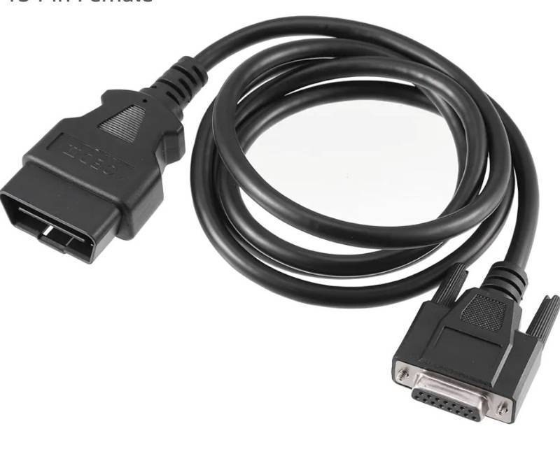 lot 62920 image: X-AUTOHAUX OBDII OBD2 Main Cable Diagnostic Tool Adapter Connector Cable for Launch X431 CRP129 CRP123 Creader VII and VIII,Male to 2 Rows 15 Pin Female - Retail $11