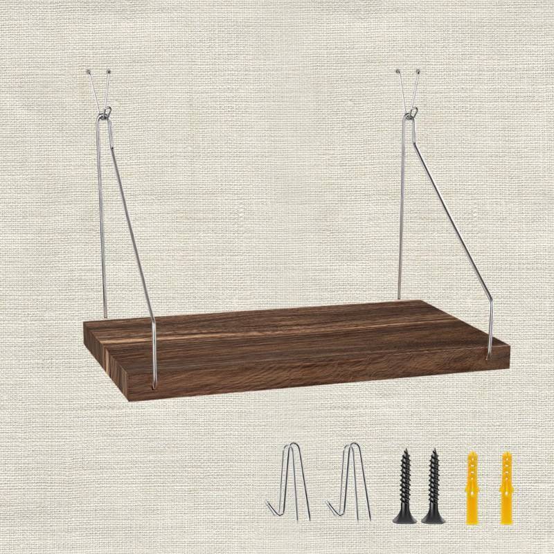 lot 56204 image: Fabric Wall Cubicle Shelf with Hooks for Work Decor, 11.8x6 Wooden Cubicle Organizer Storage Shelf with Hangers Cubicle Accessories for Office & Women Men Desk 1 Pack - Retail $8