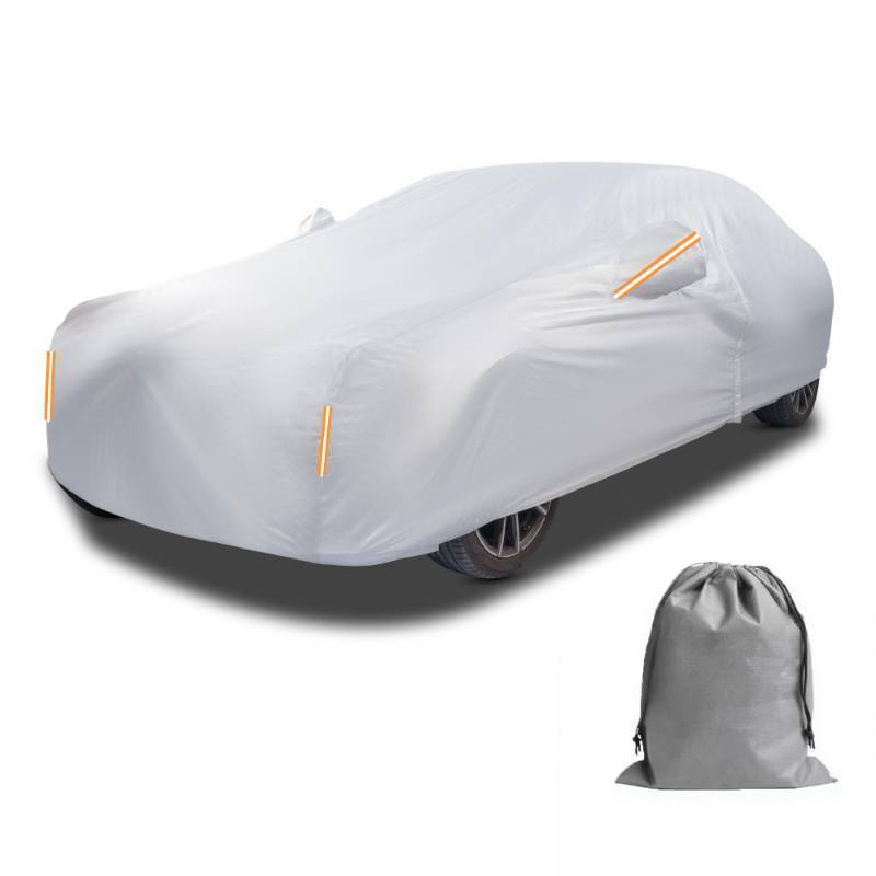 lot 26594 image: 10-Layer Waterproof Car Cover All Weather Protection (Snow, Rain, Sun) with Secure Fit Straps and Easy OnOff Zipper-Size A4 (See Size-Chart) - Retail $68