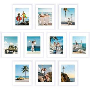 lot 231 image: decorUhome 11x14 Picture Frame Set of 10, Display Photos 8x10 with Mat or 11x14 Unmatted for Picture Frames Collage Wall Decor, White - Retail $32