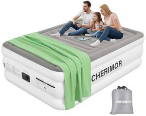 lot 235 image: CHERIMOR Air Mattress Queen with Built in Pump, 18 Raised Comfort, Anti-Sag Horizontal Beam, 800lbs Heavy-Duty Support Blow Up Mattress, Multi-Layer Leak Proof Air Bed for Home Guests Camping - Retail $80
