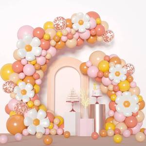lot 247 image: Boho Daisy Balloon Garland Arch Kit,JOGAMS 172Pcs Groovy Balloon Arch Kit with Daisy Flower Rose Gold Confetti Balloons for Boho Daisy Theme Birthday Baby Shower Wedding Groovy Party Decorations - Retail $16