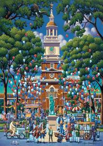 lot 252 image: Buffalo Games - Eric Dowdle - Independence Hall - 500 Piece Jigsaw Puzzle for Adults -Challenging Puzzle Perfect for Game Nights - Finished Size is 21.25 x 15.00 - Retail $9