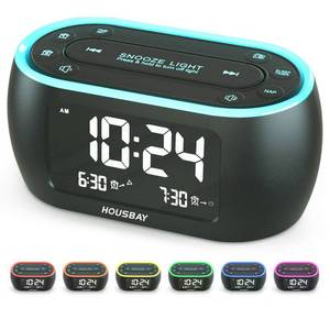 lot 257 image: HOUSBAY Digital Alarm Clock Radio for Bedrooms, Phone-Free Wake-up with Dual Alarm, Night Light, Small Radio Clock for Bedside - Retail $23