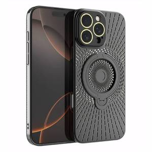 lot 266 image: SYNbrio for iPhone 15 Pro Max Magsafe Honeycomb Case, Heat Dissipation Cooling Stand Cover, Black