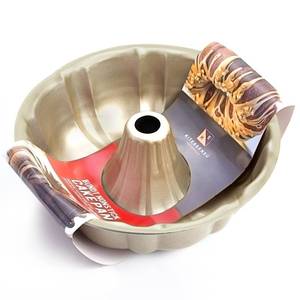 lot 268 image: KITESSENSU 9 inch Non-Stick Cake Pans, 12 Cups Premium Fluted Cake Pans for baking, Heavy Duty Carbon Steel Tube Pan Baking Mold, Champagne Gold